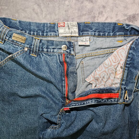Vintage Ecko Unltd Collection18c Baggy Blue Jeans Men's 34 90ss Y2K Hip Hop Skat - Picture 7 of 16
